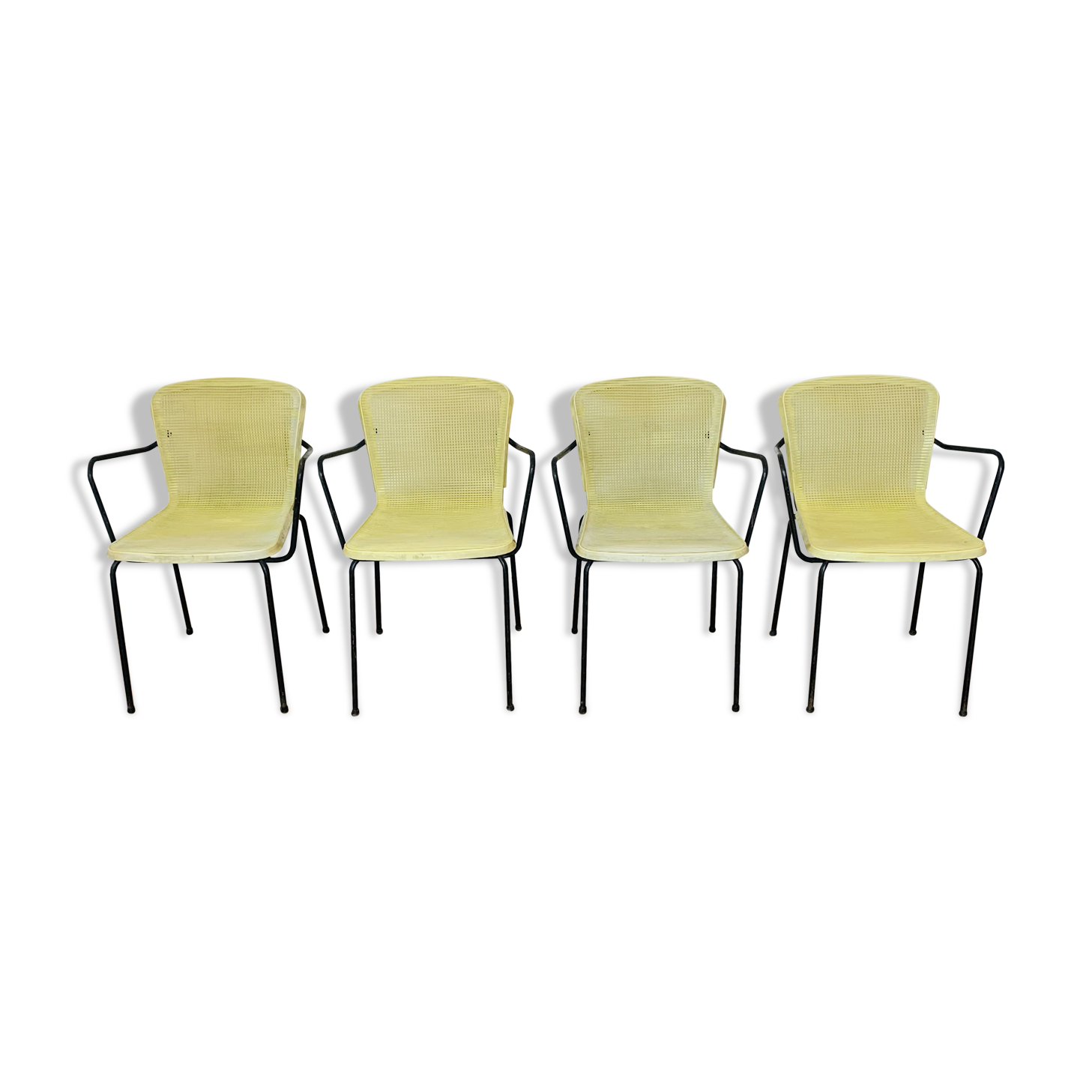 4 yellow outdoor armchairs