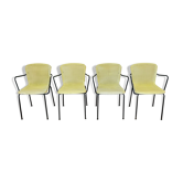 4 yellow outdoor armchairs