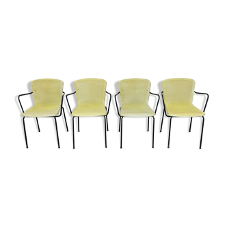 4 yellow outdoor armchairs