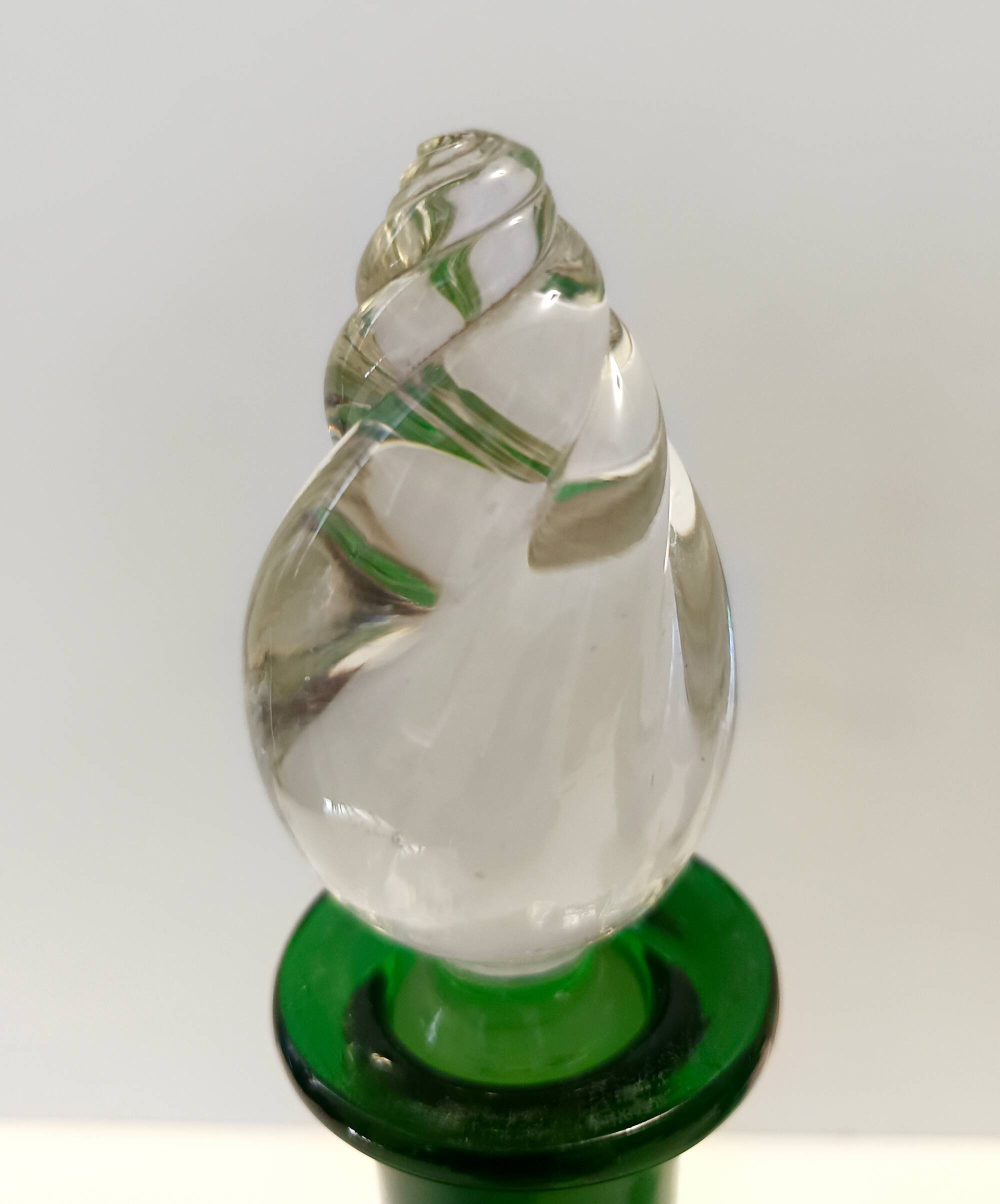 Pair of Green Hand-Blown Glass Wine and Water Pitchers, Empoli