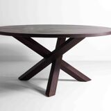 Grande table à manger ronde de Gerard Geytenbeek en bois wengé, Belgique 1960