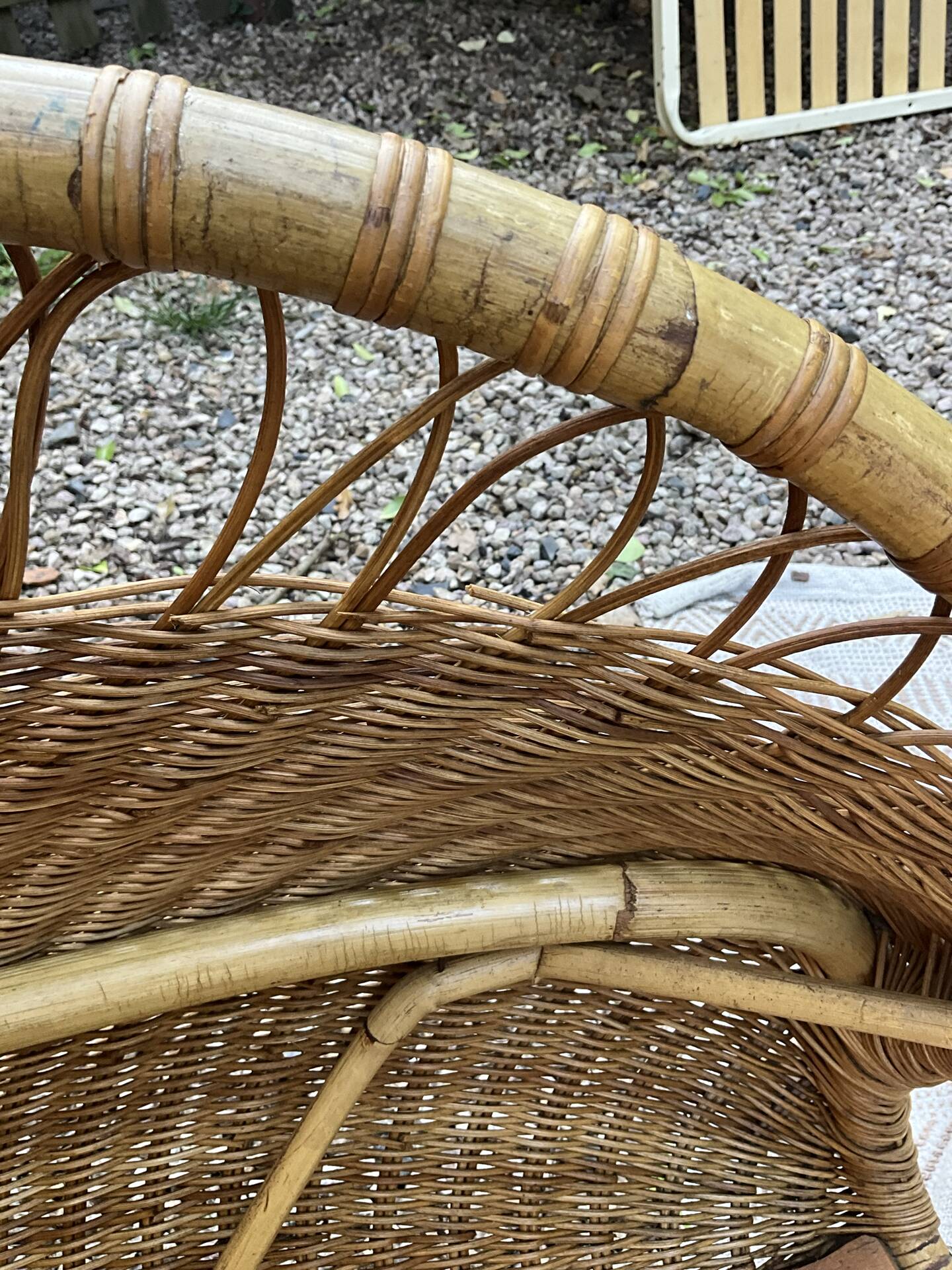 Vintage seventies rattan children's basket.