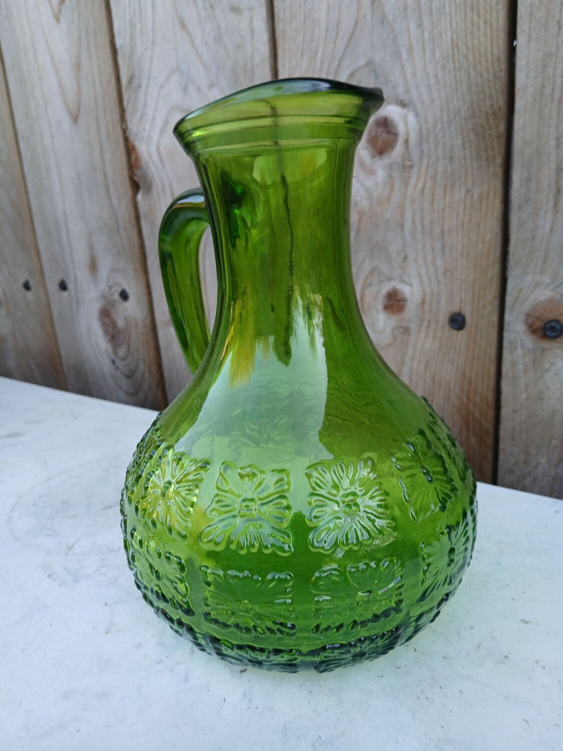 Vintage Italian translucent green carafe