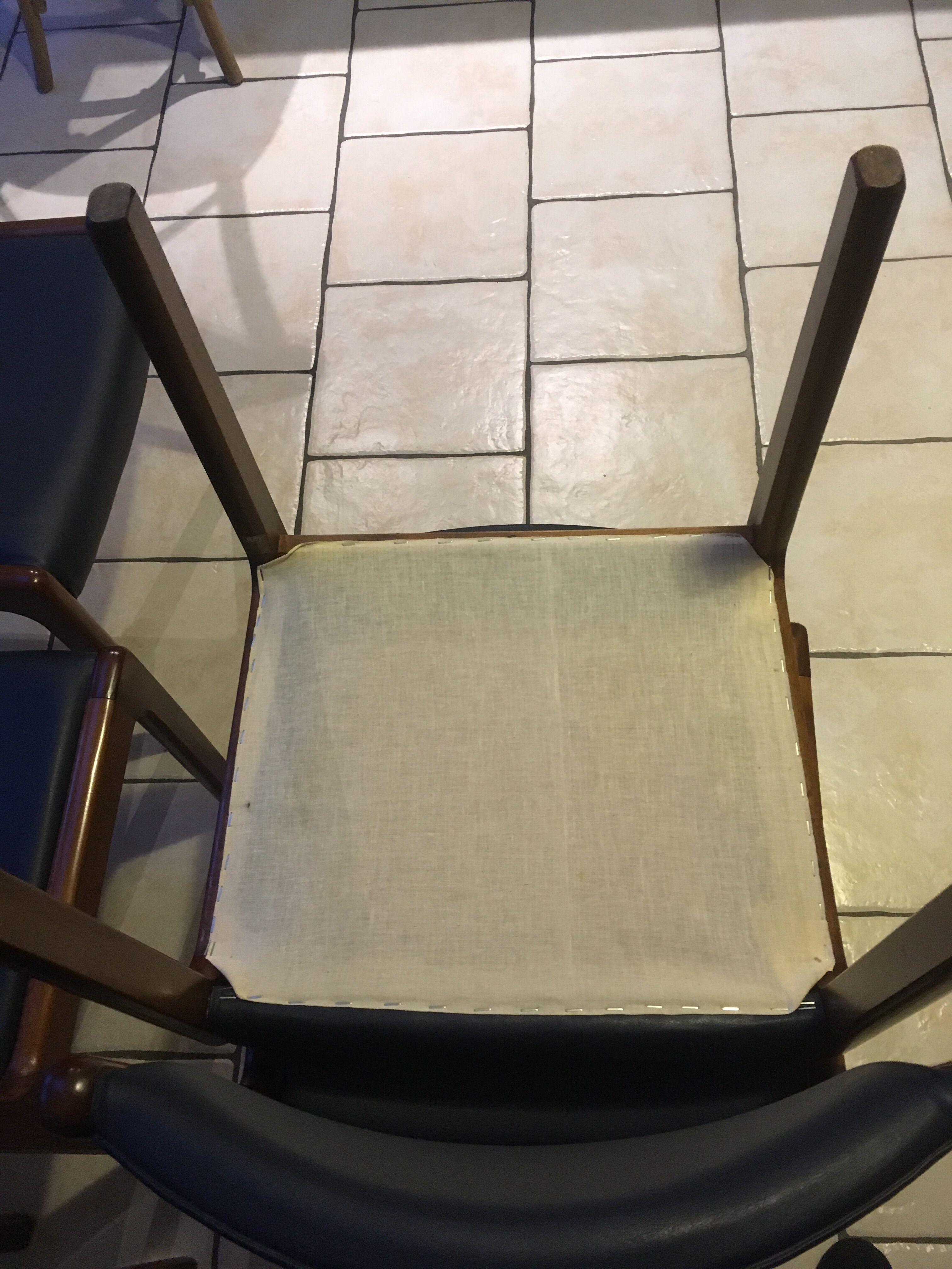 Set of 6 chairs teak leather