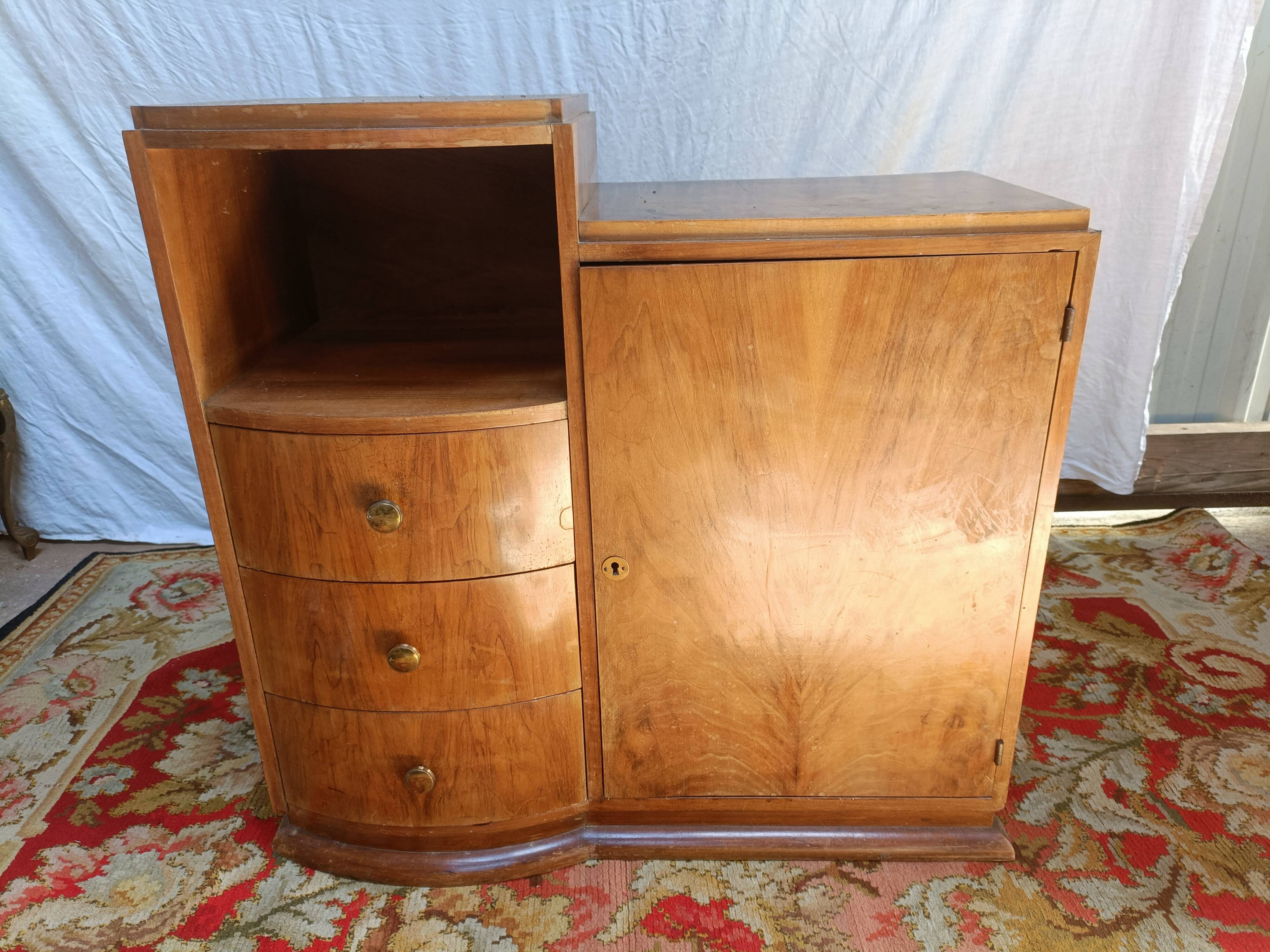 Small art deco sideboard walnut veneer