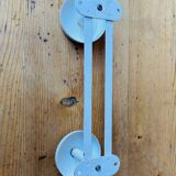Metal wall coat rack 2 white hooks 60s.