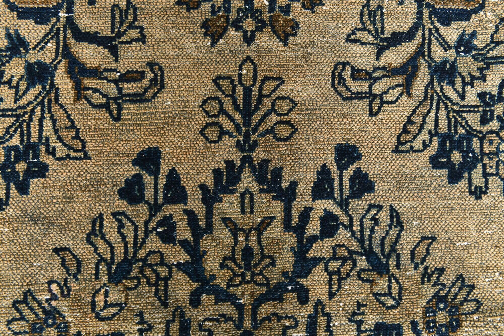 10x13 Navy Blue & Taupe Large Persian Rug, Handmade Wool Carpet, 311x402Cm