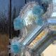 Venetian mirror in colourless and blue Murano glass, circa 1930.