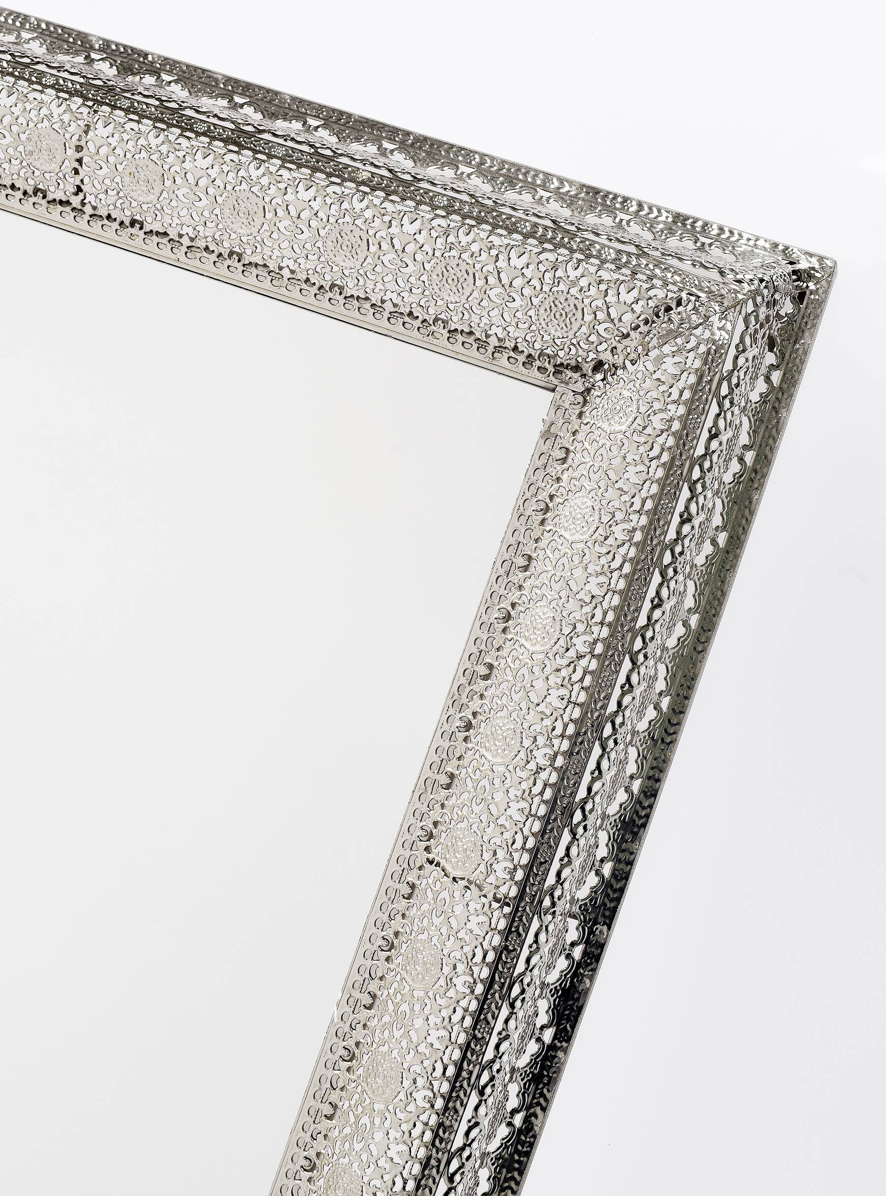 Rectangular wall mirror, silver metal frame