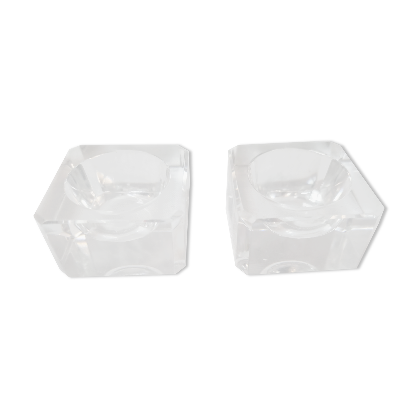 Pair of table candle holders, crystal from 1970