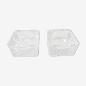 Pair of table candle holders, crystal from 1970