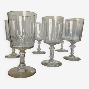 Set de 6 verres à eau en cristal Baccarat 19ème