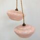 Pair of Art Deco suspensions in pink Clichy glass