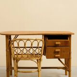 Vintage rattan desk + matching chair