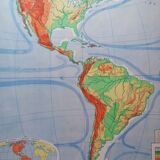 Old physical map American continent Vidal-Lablache