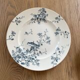 Set of plates birds and flowers Fauvette signed Luneville