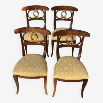 Set of 4 beech wood chairs 20th