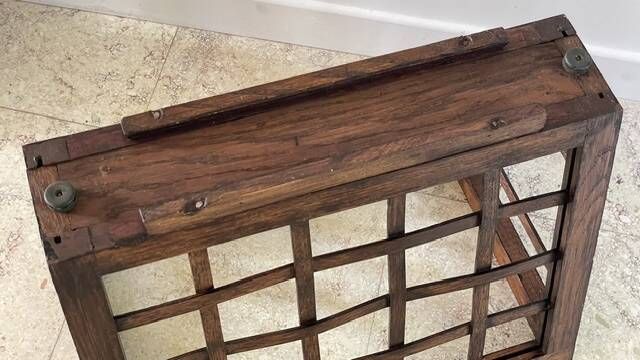 Vintage woven oak magazine rack