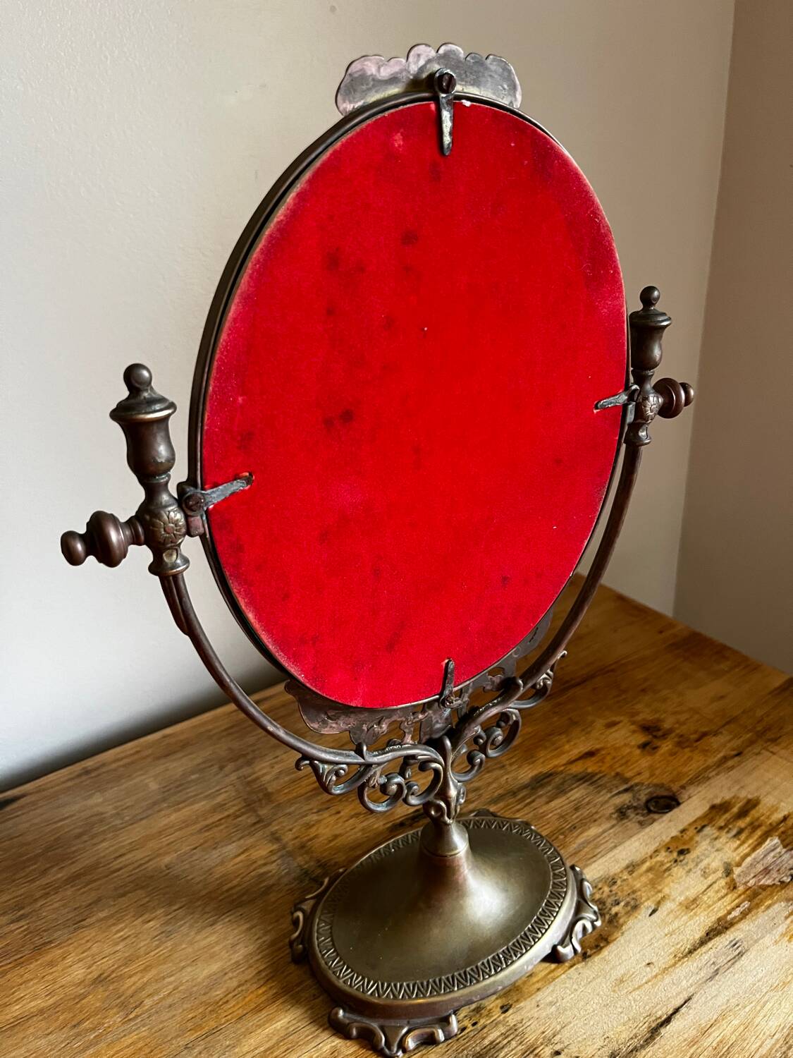 Brass table mirror psyche