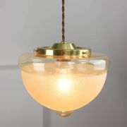 Mid-century Italian Brass and Glass Pendant Lamps, set of 2