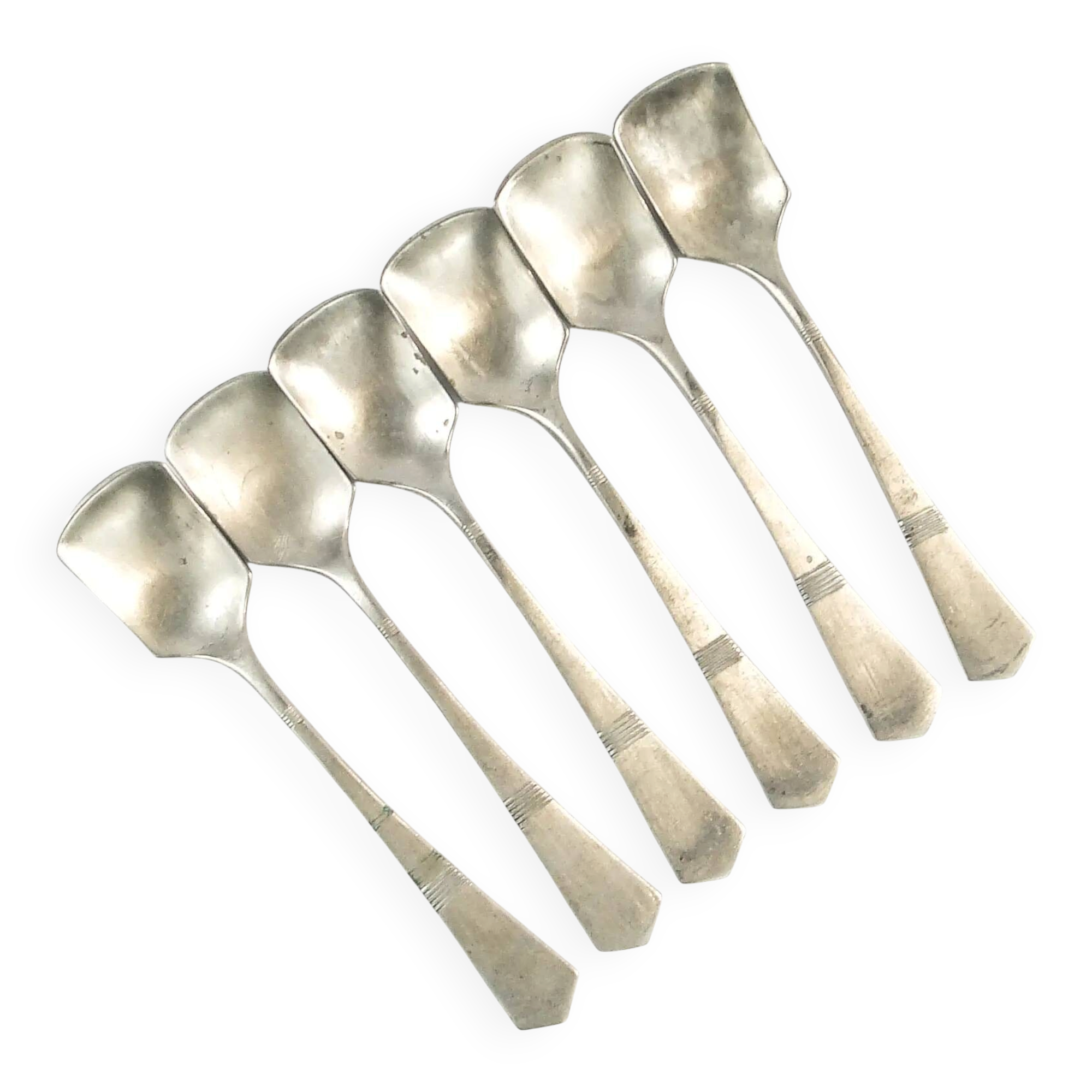 Set of ice cream spoons, silver-plated white metal, Germany, 1930s