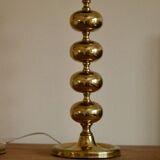 Pair of tall mid-century Swedish brass bobbin lamps by Aneta