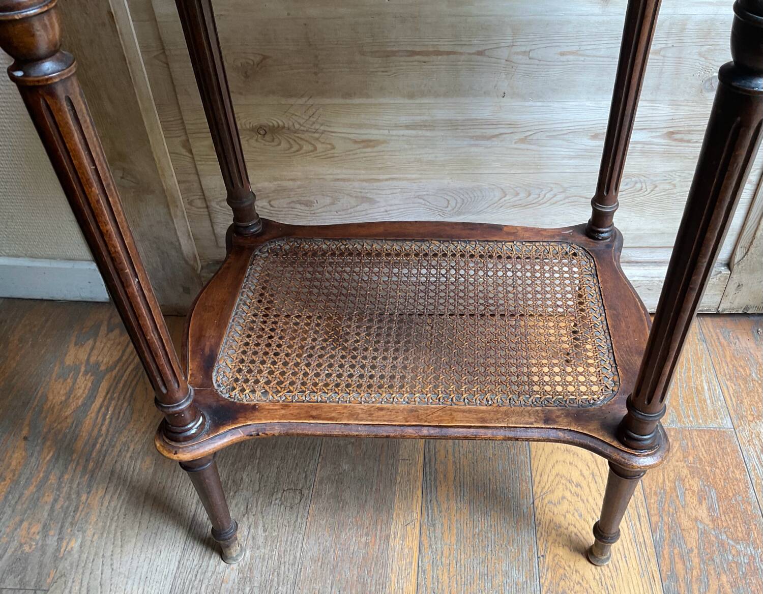 Pretty vintage oak and rattan table