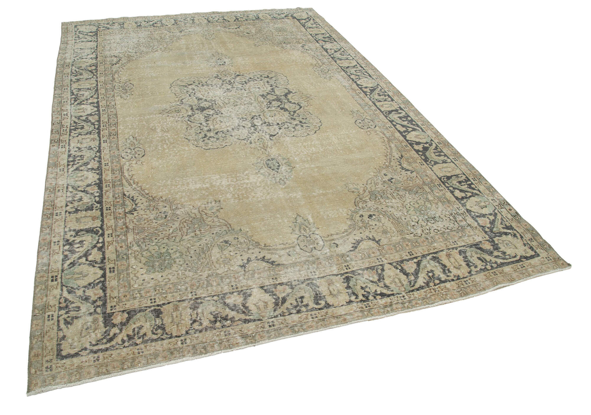 Handmade oriental beige rug 207 cm x 310 cm