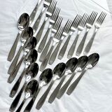 Christofle cutlery set - 11 fourchettes de table et 11 cuillères à soupe - Art déco - Métal argenté