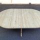 Extendable round dining table with central leg, renovated in solid wood, 200cm