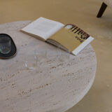Omega circular coffee table natural travertine - 100cm D