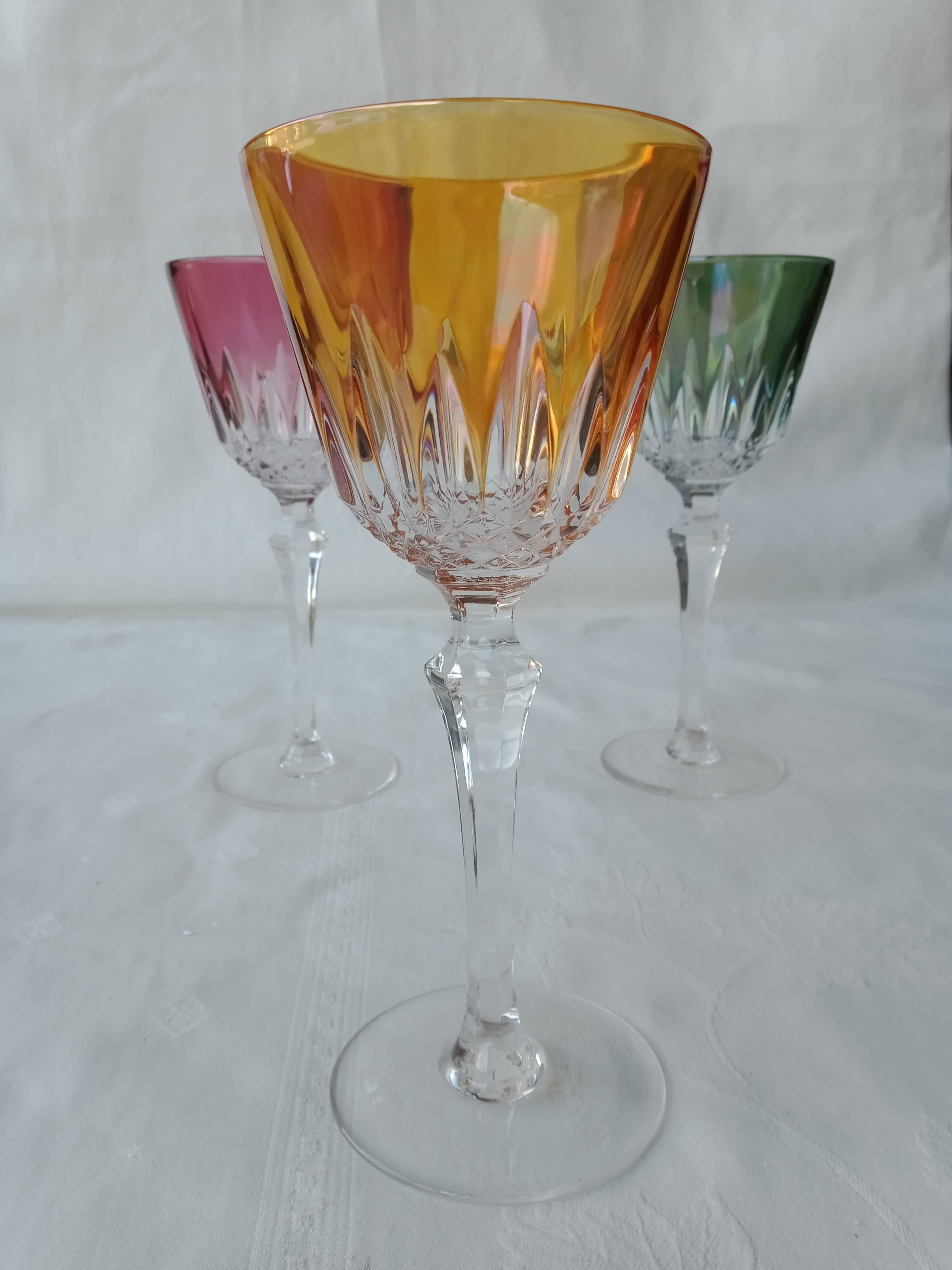 Colored crystal foot glasses