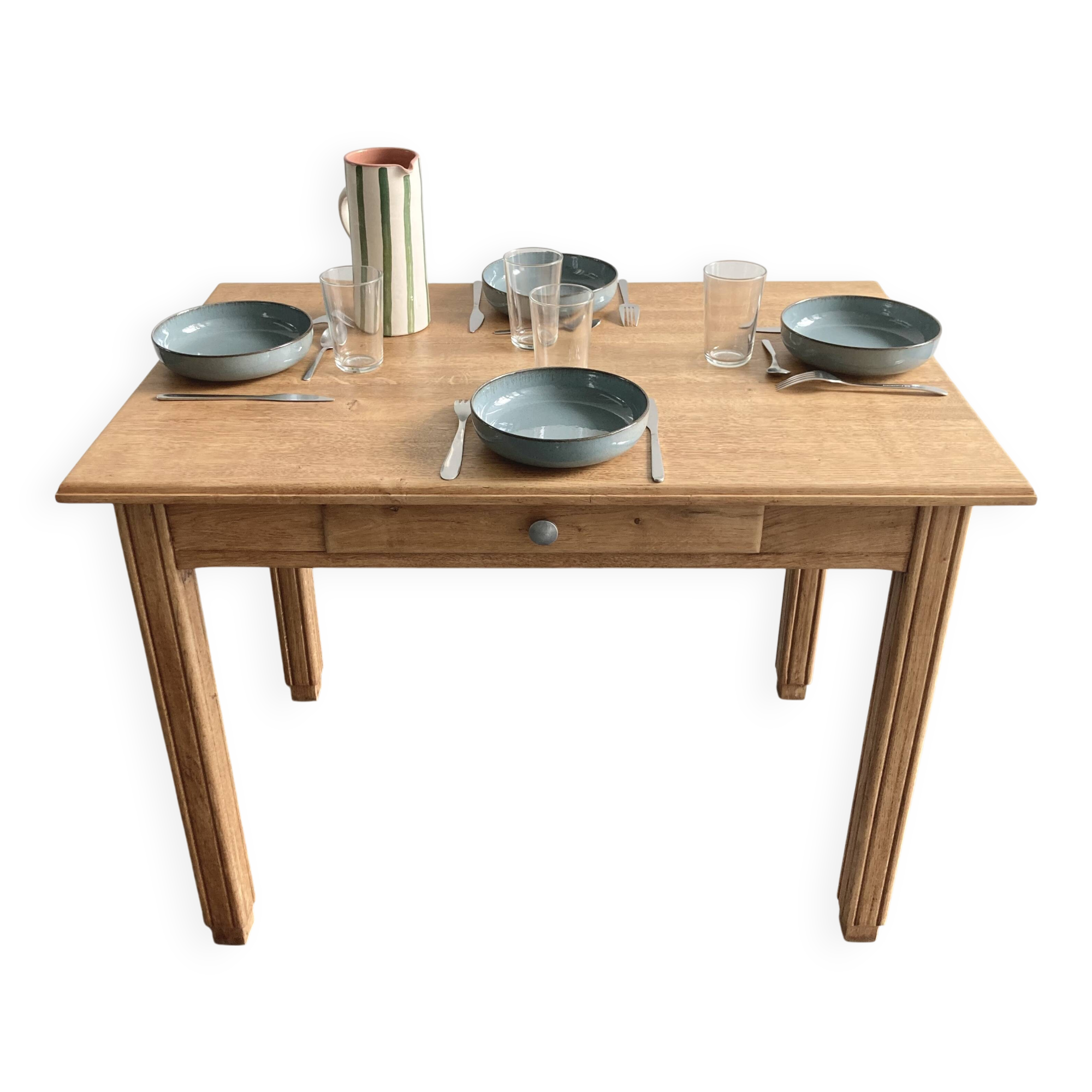 Vintage solid beech table – renovated – 1960s