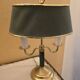 Pair of bouillotte lamps in Empire/Directoire style - brass & Empire green