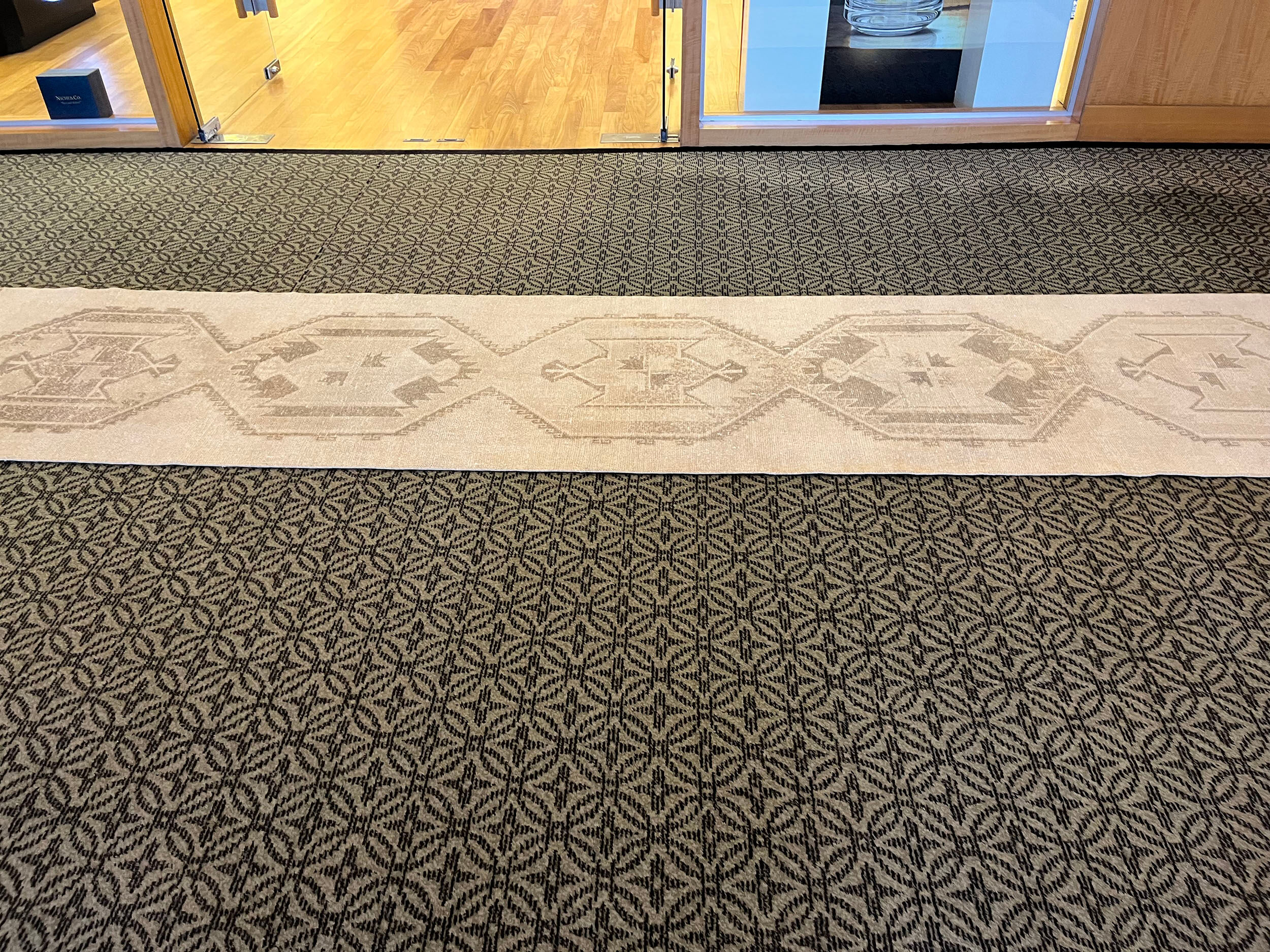 Handmade long entry Runner, beige hallway rug