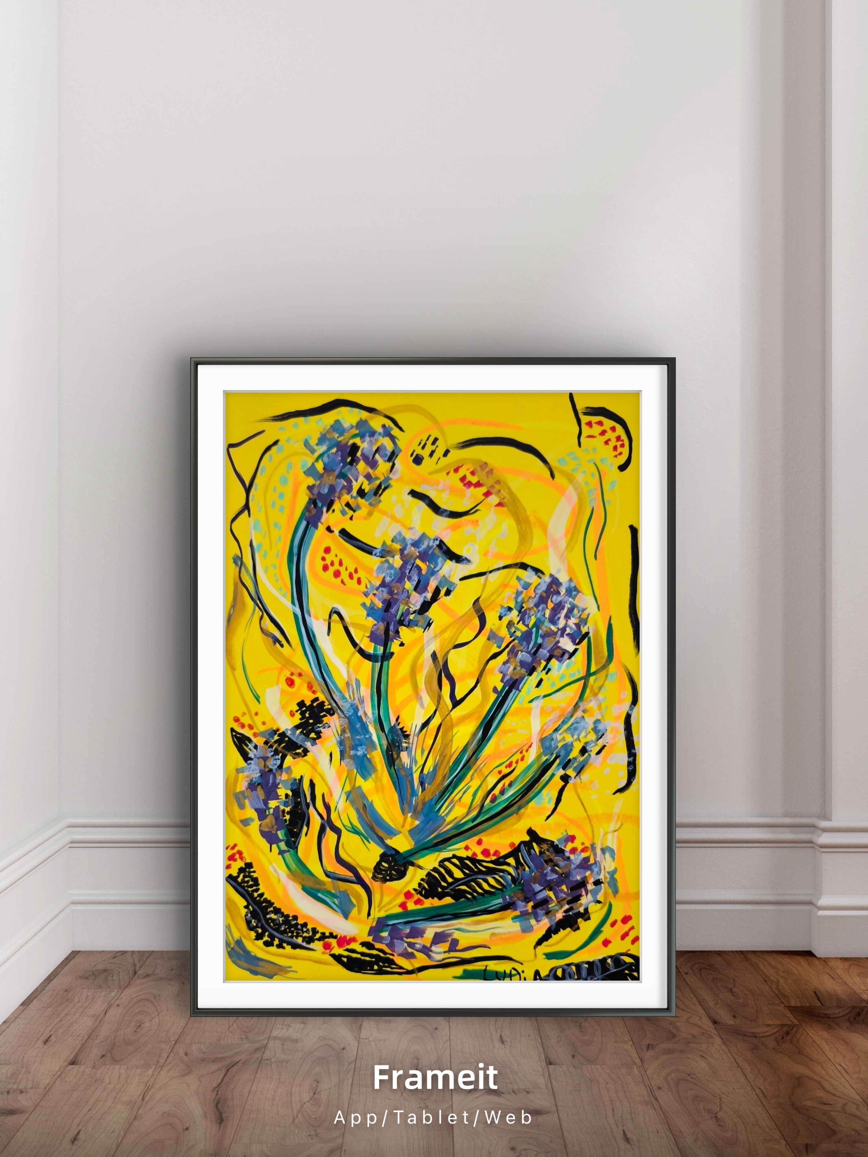 Affiche illustration abstrait fleurs