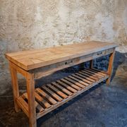 Old French baker's table – kitchen island / work table in solid chestnut with drawers.