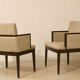 Paire de fauteuils cube année 1960 tissu chiné beige restaurée. Ref SAM SAM