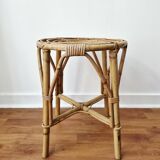 Vintage rattan stool in retro bohemian style - 1950s/1960s -