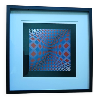 Christmas Gift Idea: Framed Vasarely "Octagon" silkscreen print (40x40cm)