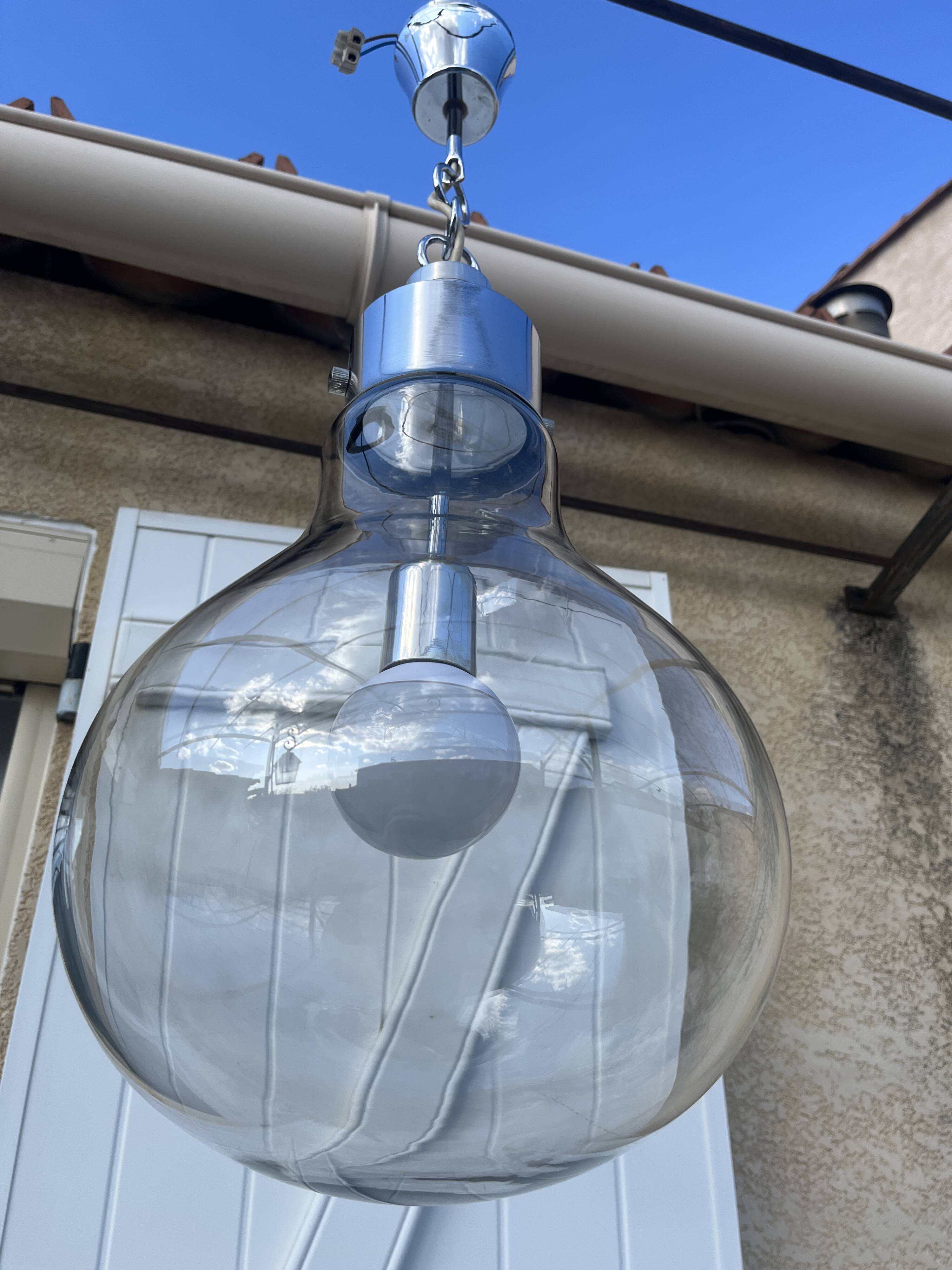 70s design smoked glass chandelier