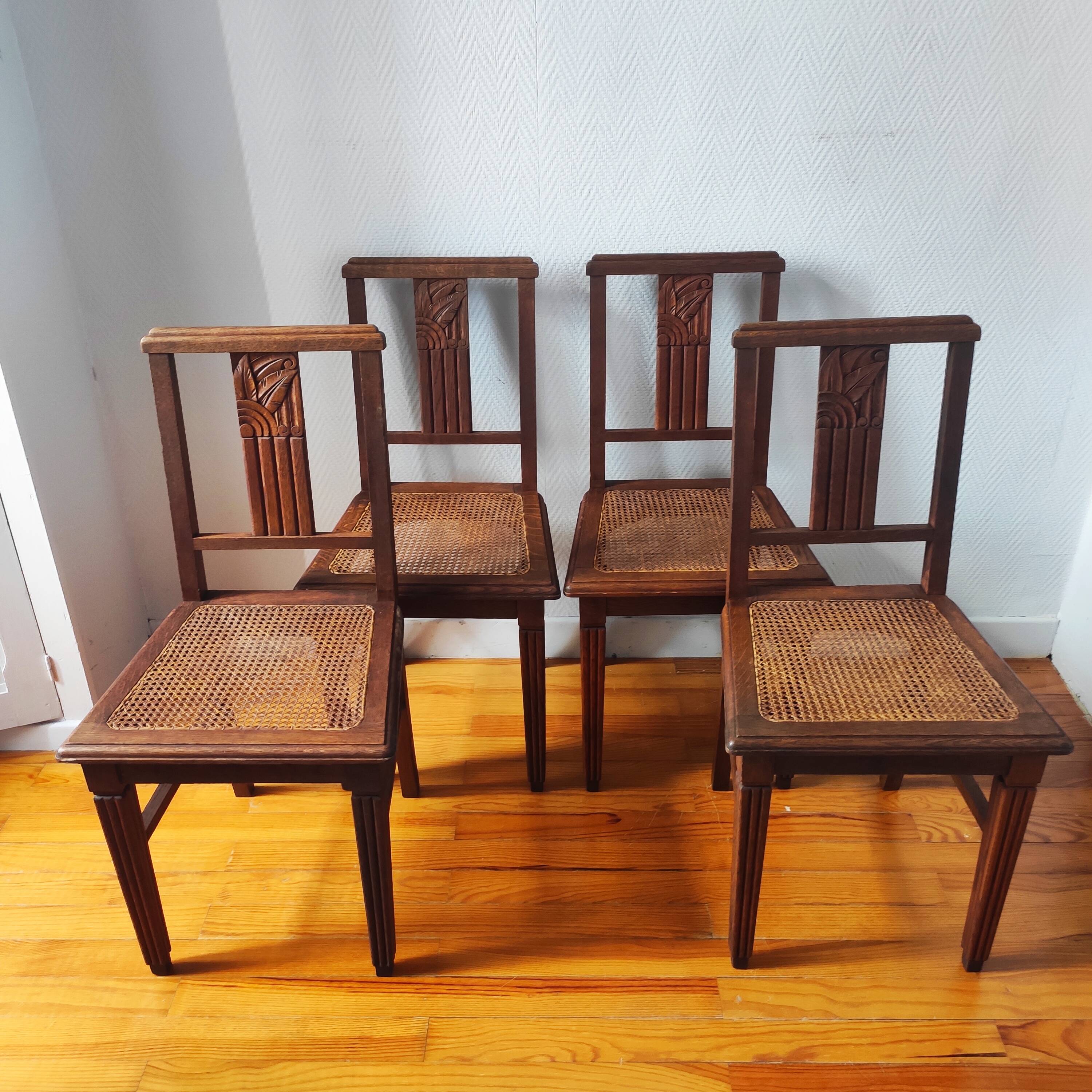 Art Deco chairs in new caned oak