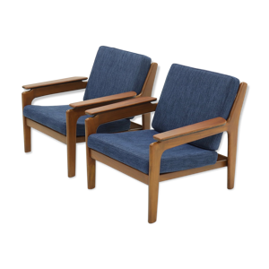 ensemble de 2 fauteuils en teck design danois des années 1960