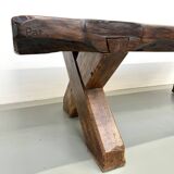 Table Brutaliste en Chêne Massif, Art Populaire (Vers 1900)