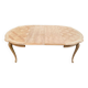 Round extendable dining table Louis XV stripped in solid cherry wood 1960