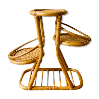 Vintage bamboo and rattan plant holder, circa 70's
