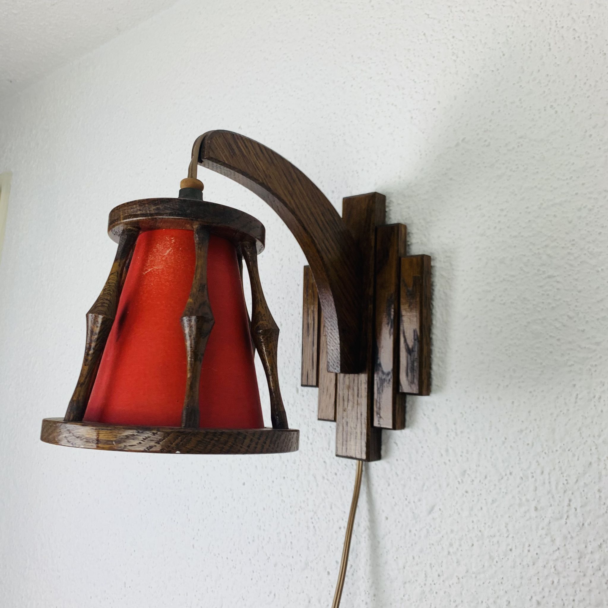 Applique lanterne art déco bois