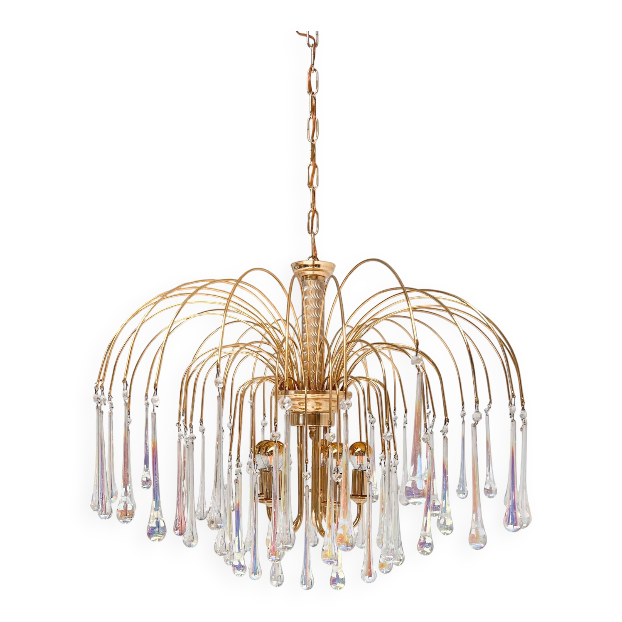 Italian Cascata chandelier with Murano drops, 1970s