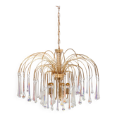 Chandelier italien Cascata avec des gouttes de Murano, années 1970
