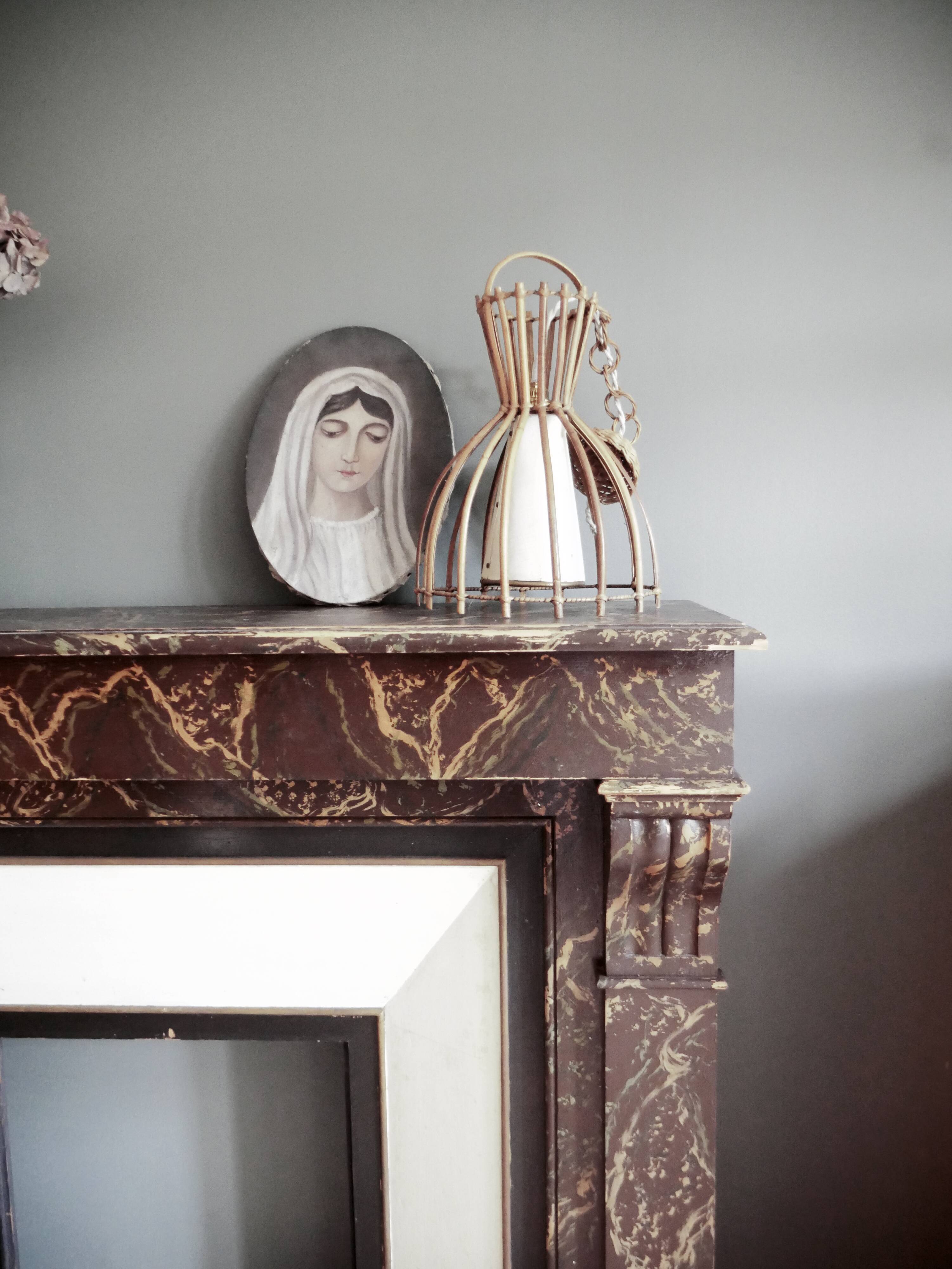 Antique wooden fireplace mantle